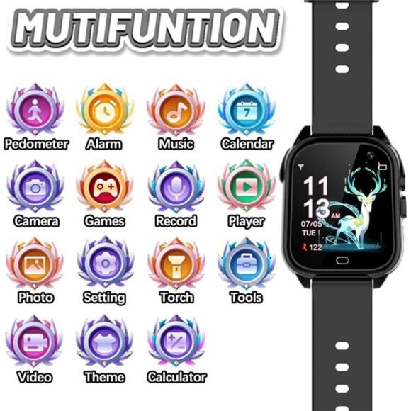 OVV Kids Waterproof Smart Watch Boys Girls Age 3-12 with 26 Game 1.44'' HD - Picture 2 of 8